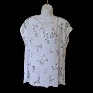 White Floral Blouse Top Size XXL New NWT